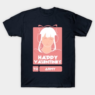 Girls in Happy Valentines Day to Army T-Shirt